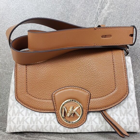 Michael Kors Handbag Brown LeatherSignature Print Crossbody Bag Bowery